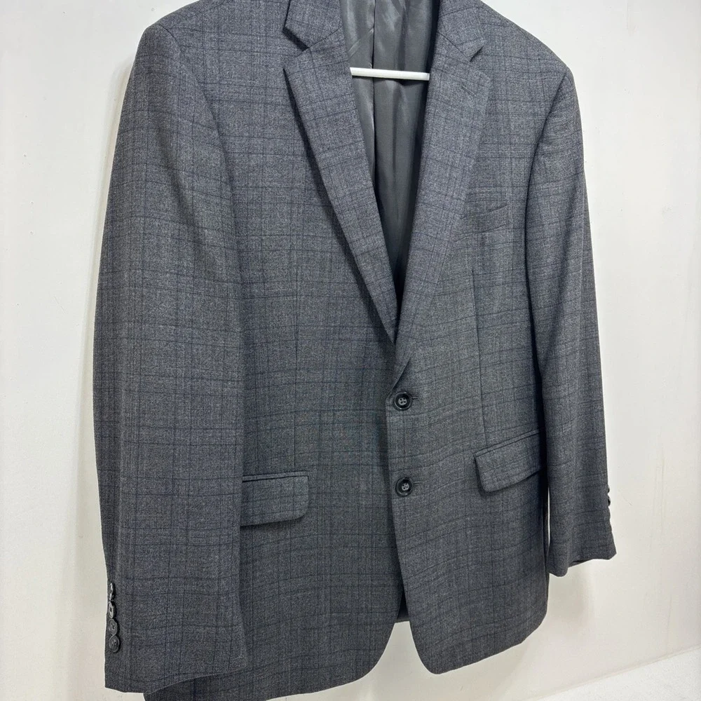 Calvin Klein Mens Extreme Slim‎ Fit Gray Plaid Vest And Blazer Jacket Size 42S